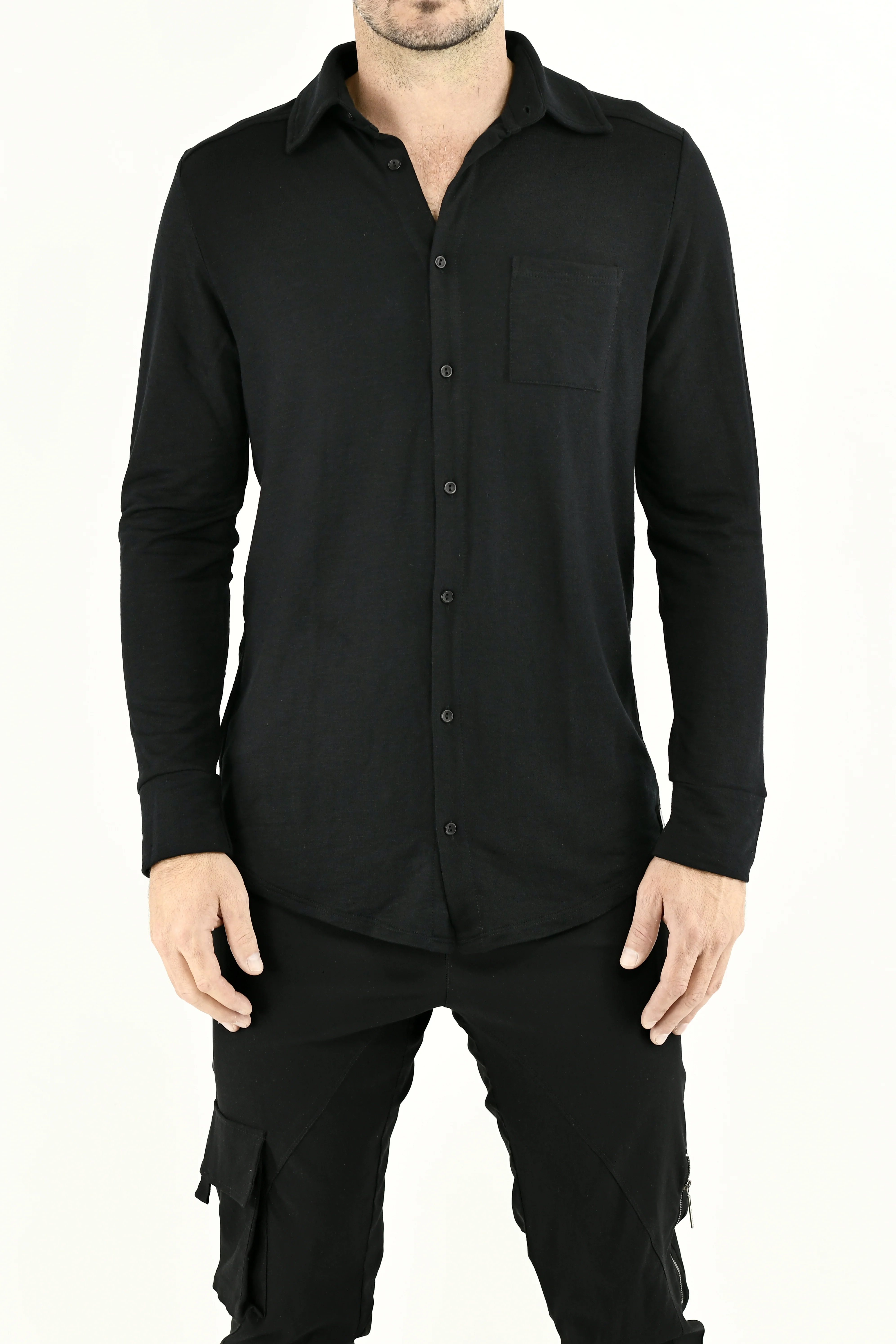 Mens Black Terry Fleece Shirt